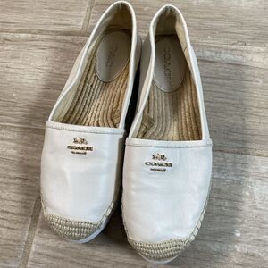 Coach Women’s White Leather Espadrille Slip-On Shoes Size 8.5B Style A01281